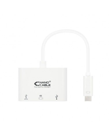 Conversor nanocable 10.16.4302/ usb tipo-c macho - hdmi hembra/ usb tipo-c hembra/ usb hembra/ 15cm/ blanco