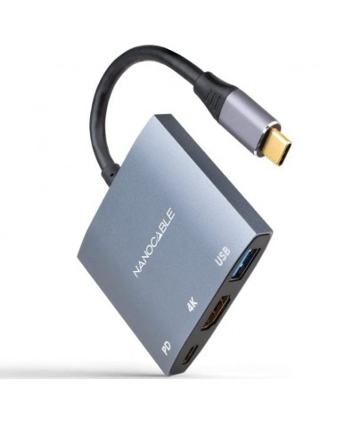 Conversor nanocable 10.16.4306 usb tipo-c/ hdmi 4k hembra - usb hembra - usb tipo-c pd/ 15cm/ gris