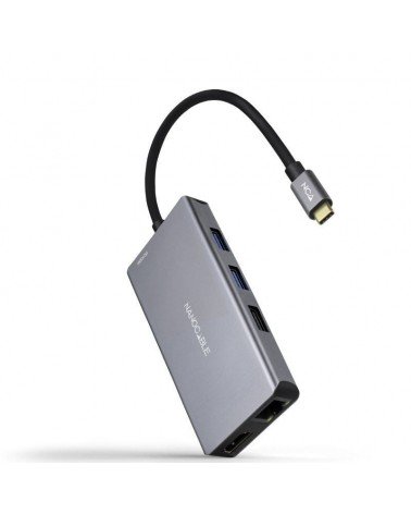 Docking tipo-c nanocable 10.16.1009/ 3xusb/ 2xhdmi 4k/ 1xrj45/ 1xlector tarjetas/ 1xusb tipo-c pd/ gris