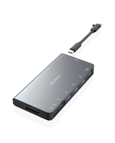 Docking usb tipo-c aisens asuc-8p015-gr/ 1xhdmi/ 3xusb/ 1xrj45/ 1xlector tarjetas / 1xusb tipo-c/ gris