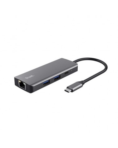Docking usb tipo-c trust dalyx/ 2xusb/ 2xusb tipo-c/ 1xhdmi/ 1xrj45/ gris
