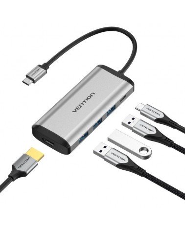 Docking usb tipo-c vention cnbhb/ 1xhdmi/ 3xusb/ 1xusb tipo-c pd/ gris