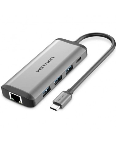 Docking usb tipo-c vention cndhb/ 1xhdmi/ 3xusb/ 1xusb tipo-c pd/ 1xrj45/ 1xlector tarjetas/ gris