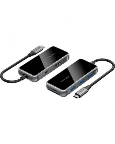 Docking usb tipo-c vention tfmhb/ 1xhdmi/ 3xusb/ 1xusb tipo-c pd/ 1xlector tarjetas sd y microsd/ gris