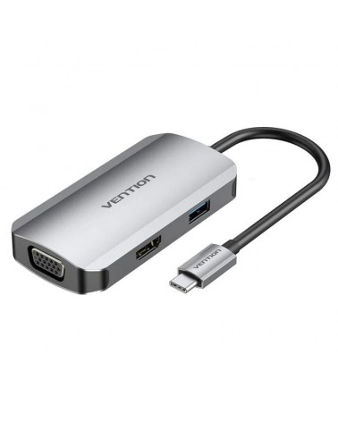 Docking usb tipo-c vention toahb/ 1xhdmi/ 1xvga/ 1xusb/ 1xusb tipo-c pd/ gris