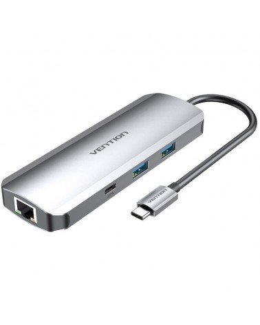 Docking usb tipo-c vention tomhb/ 1xhdmi/ 2xusb/ 1xusb tipo-c/ 1xusb tipo-c pd/ 1xrj45/ 1xlector tarjetas sd y microsd/ jack 