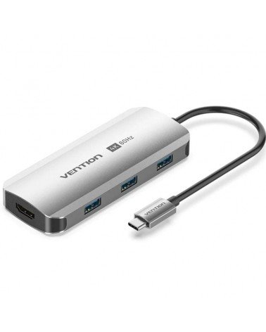 Docking usb tipo-c vention tqdhb/ 1xhdmi 4k/ 3xusb/ 1xusb tipo-c pd/ gris