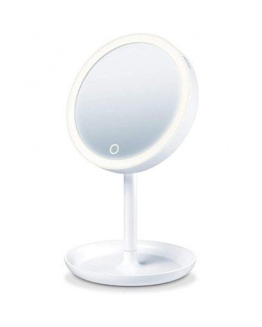 Espejo cosmético de maquillaje con luz beurer bs 45/ telescópico/ ø17.5cm