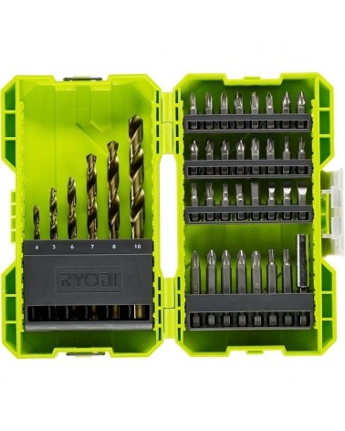 Estuche de 38 puntas para perforación y atornillar ryobi rak38sdd
