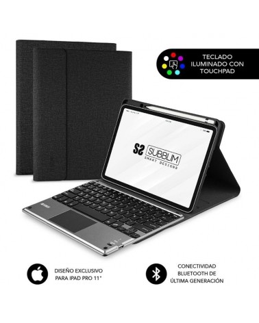 Funda con teclado subblim keytab pro bluetooth touchpad para tablets apple ipad pro de 11' 2020/ negra