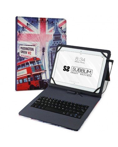 Funda con teclado subblim keytab pro usb england para tablets de 10.1'-11'
