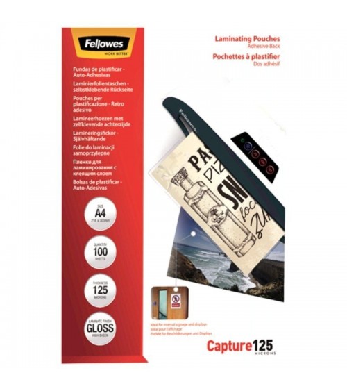Fundas para plastificar autoadhesivas fellowes 5328901/ a4/ 125 micras/ 100 unidades
