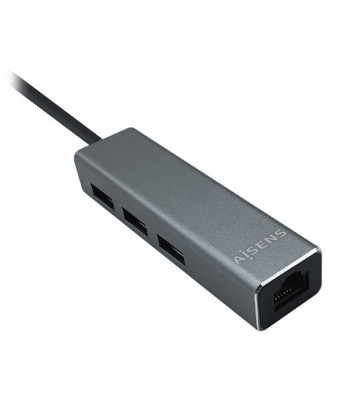 Hub usb 3.0 aisens a106-0401/ 3xusb/ 1xrj45/ gris