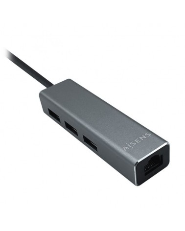 Hub usb 3.0 aisens a106-0401/ 3xusb/ 1xrj45/ gris