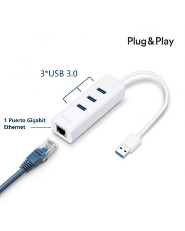 Hub usb 3.0 tp-link ue330/ 3xusb/ 1xrj45/ blanco