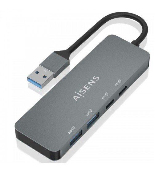 Hub usb 3.2 aisens a106-0696/ 2xusb/ 2xusb tipo-c/ gris