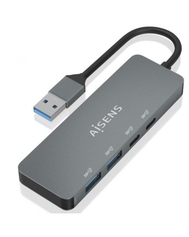 Hub usb 3.2 aisens a106-0696/ 2xusb/ 2xusb tipo-c/ gris