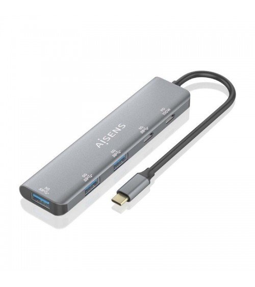 Hub usb tipo-c aisens a109-0857/ 3xusb/ 1xusb tipo-c/ 1xusb tipo-c pd/ gris