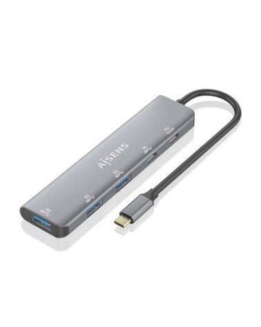 Hub usb tipo-c aisens a109-0857/ 3xusb/ 1xusb tipo-c/ 1xusb tipo-c pd/ gris