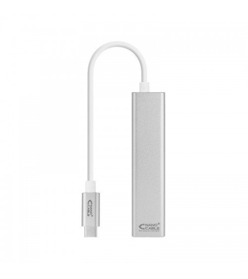 Hub usb tipo-c nanocable 10.03.0404/ 3xusb/ 1xrj45/ gris