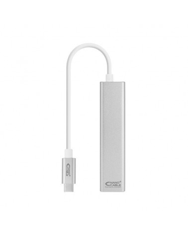 Hub usb tipo-c nanocable 10.03.0404/ 3xusb/ 1xrj45/ gris