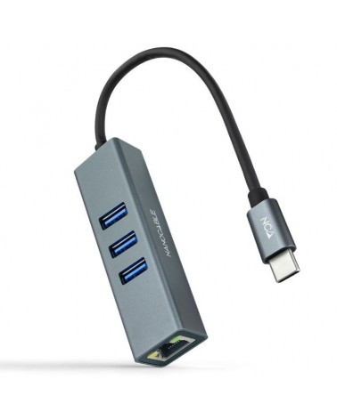 Hub usb tipo-c nanocable 10.03.0408/ 3xusb/ 1xrj45/ gris