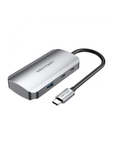 Hub usb tipo-c vention tndhb/ 3xusb/ 1xusb tipo-c/ 1xusb tipo-c pd