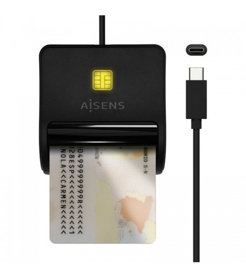 Lector de dni usb tipo-c aisens ascr-sn03c-bk/ negro