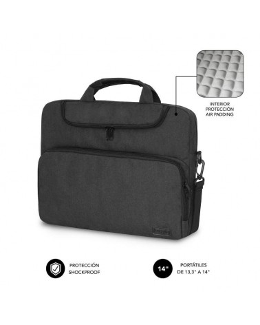 Maletín subblim air padding para portátiles hasta 14'/ gris oscuro