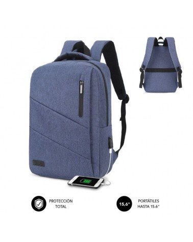 Mochila subblim city backpack para portátiles hasta 15.6'/ puerto usb/ azul