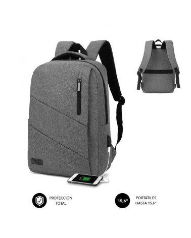Mochila subblim city backpack para portátiles hasta 15.6'/ puerto usb/ gris