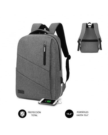Mochila subblim city backpack para portátiles hasta 15.6'/ puerto usb/ gris