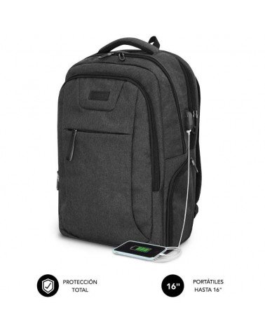 Mochila subblim professional air padding backpack para portátiles hasta 16'/ puerto usb/ negra