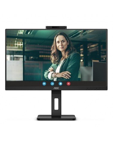 Monitor profesional aoc 24p3cw 23.8'/ full hd/ webcam/ multimedia/ regulable en altura/ negro