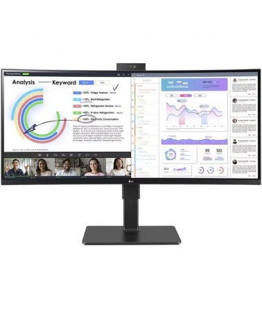 Monitor profesional ultrapanorámico curvo lg 34bq77qc-b 34'/ wqhd/ webcam/ multimedia/ regulable en altura/ negro