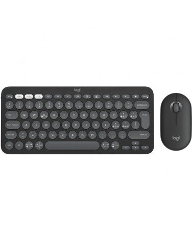 Teclado y ratón inalámbricos logitech pebble 2 combo/ grafito