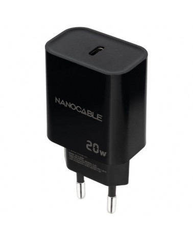 Cargador de pared nanocable 10.10.2006/ 1xusb tipo-c/ 20w/ negro