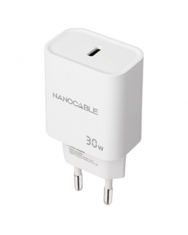 Cargador de pared nanocable 10.10.2009/ 1xusb tipo-c/ 30w/ blanco