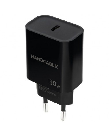 Cargador de pared nanocable 10.10.2010/ 1xusb tipo-c/ 30w/ negro