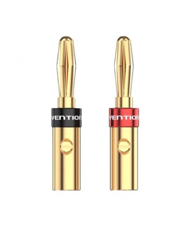 Adaptador/ conector banana vention bfdj0-2/ cable de audio hembra - banana macho/ 2 uds/ dorado
