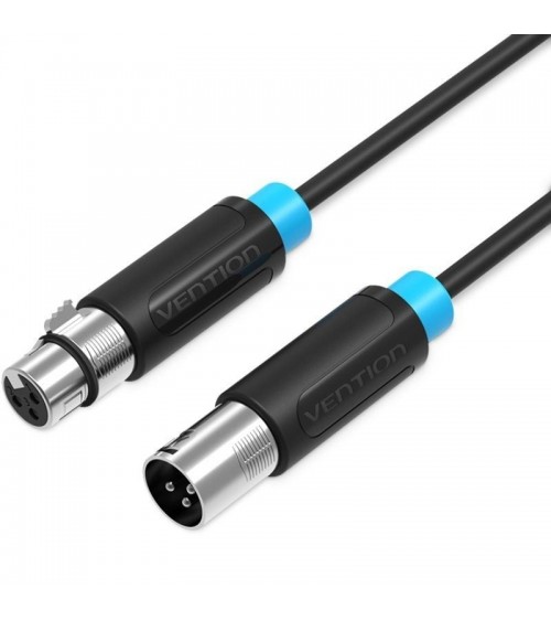 Cable estéreo vention bbfbj/ xlr macho - xlr hembra/ 1m/ negro