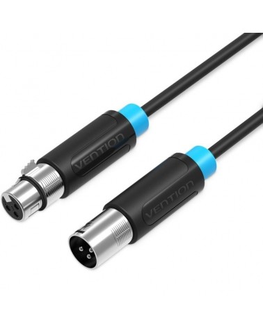 Cable estéreo vention bbfbj/ xlr macho - xlr hembra/ 1m/ negro