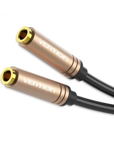 Cable estéreo vention bfaby/ jack 3.5 hembra - jack 3.5 hembra/ 30cm/ oro rosado