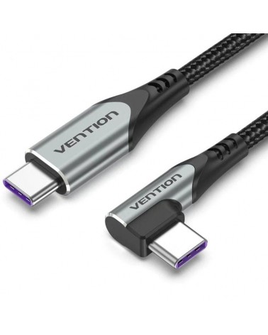 Cable usb 2.0 tipo-c 90º vention takhd/ usb tipo-c macho - usb tipo-c macho/ hasta 100w/ 480mbps/ 50cm/ gris