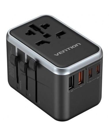 Cargador de pared universal vention fjfb0/ toma de corriente universal/ 2xusb tipo-c/ 2xusb/ 65w