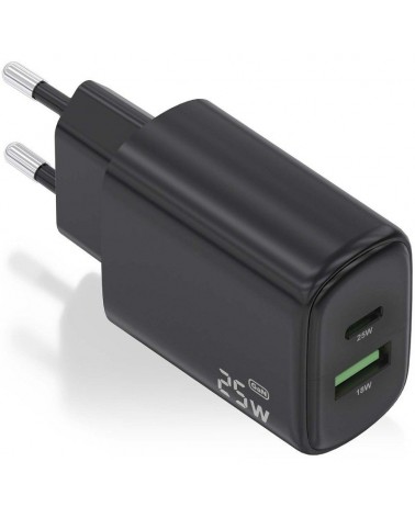 Cargador gan de pared aisens a110-0912/ 1xusb tipo-c/ 1xusb/ 25w/ negro