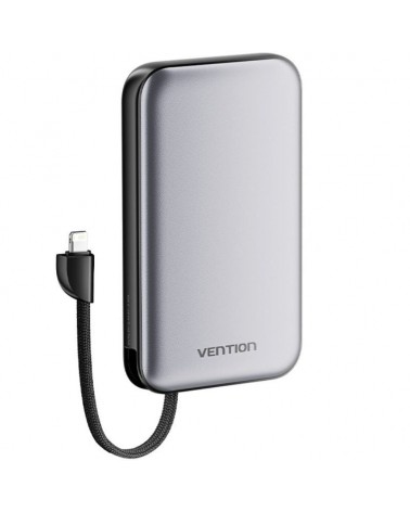 Powerbank 10000mah vention i12ia/ 20w/ negra/ incluye cable usb tipo-c y lightning