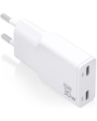 Cargador gan de pared aisens asch-30w2p048-w/ 2xusb tipo-c/ 30w