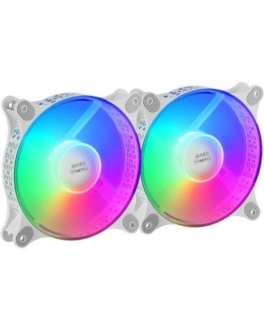 Pack 2 ventiladores mars gaming mfduow/ 12cm/ frgb/ blancos