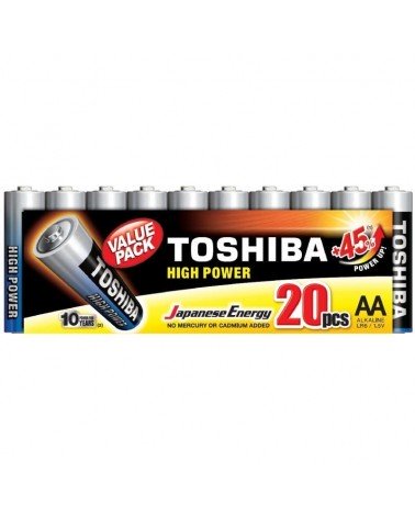 Pack de 20 pilas aa toshiba high power lr6/ 1.5v/ alcalinas